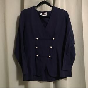 Kaitlin Conner Vintage 80s Nautical Navy Blue Women’s Blazer Jacket